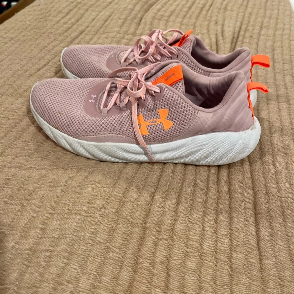 Under Armour Light Pink Knit Sneakers with Orange Logo